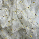 Diamonds Embroidery Organza Voile Draping Fabric 60", Ivory - Bull Ring Fabrics