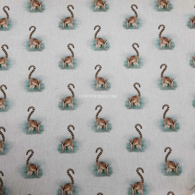 Digital Cotton Animal Linen Fabric, Lemurs - Bull Ring Fabrics