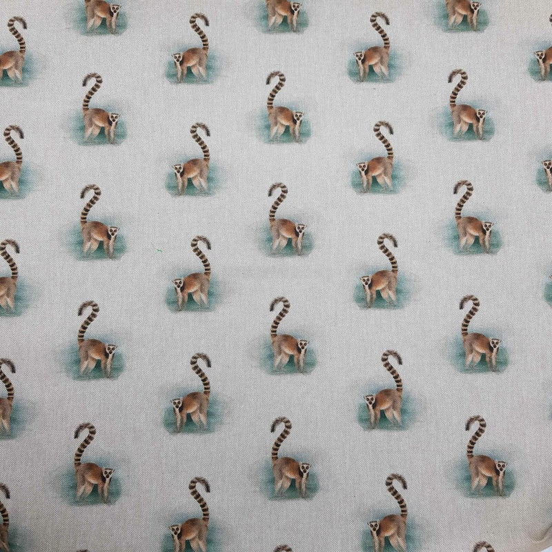 Digital Cotton Animal Linen Fabric, Lemurs - Bull Ring Fabrics