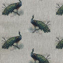 Digital Cotton Animal Linen Fabric, Peacocks - Bull Ring Fabrics