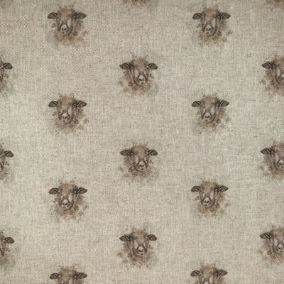 Digital Cotton Animal Linen Fabric, Sheep Head - Bull Ring Fabrics