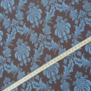 Duck Egg Damask Curtain Brocade Fabric 140cm, Brown - Bull Ring Fabrics