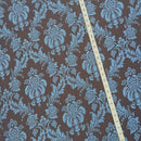 Duck Egg Damask Curtain Brocade Fabric 140cm, Brown - Bull Ring Fabrics