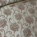 Floral Flowers Curtain Brocade Fabric 140cm, Brown