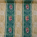 'CADEAU' Damask Vintage Blossom Floral Print Cotton Fabric, Vert/Or