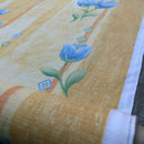 Blue Tulips Flowers Vintage Cotton Fabric 140cm, Yellow