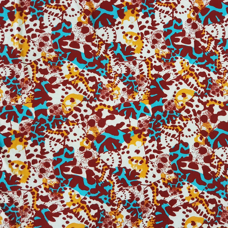 Lycra-Kleiderstoff mit abstraktem Animal-Camouflage-Druck, Rost