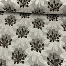 Brown Floral Flowers Heavy Upholstery Fabric 140cm, Beige