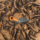 Elasticated Ribbon Taffeta Fabric, Brown - Bull Ring Fabrics