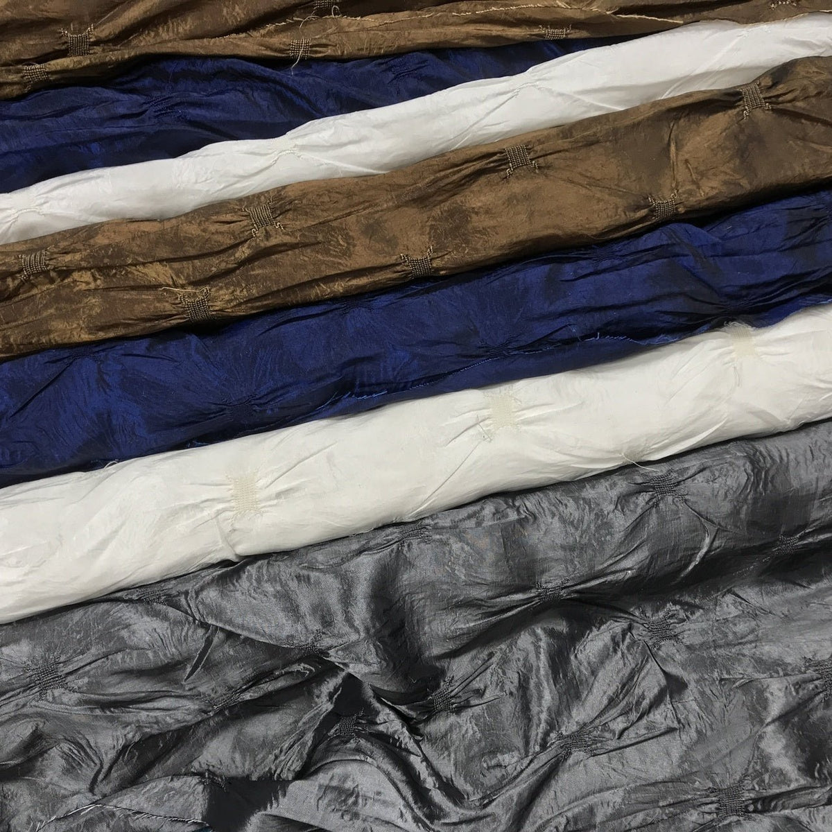 Elasticated Ribbon Taffeta Fabric, White - Bull Ring Fabrics