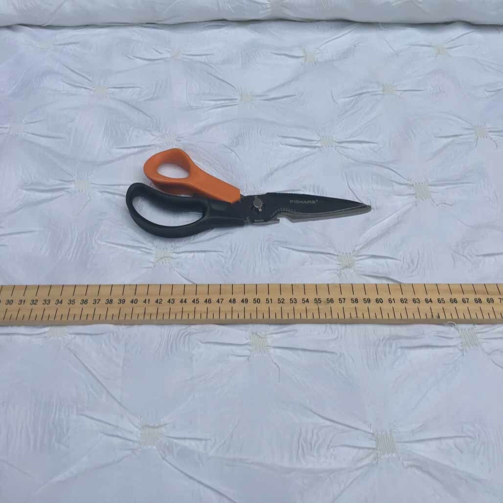 Elasticated Ribbon Taffeta Fabric, White - Bull Ring Fabrics