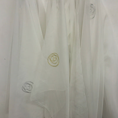 Embroidered Circles Voile Fabric Sheer Net Curtain Material 60" - Bull Ring Fabrics