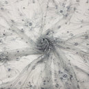 Embroidery 3D Rose & Pearl Lace Net Dress Fabric - Bull Ring Fabrics