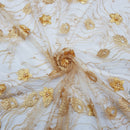 Embroidery 3D Rose & Pearl Lace Net Dress Fabric - Bull Ring Fabrics