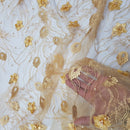 Embroidery 3D Rose & Pearl Lace Net Dress Fabric - Bull Ring Fabrics