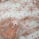 Embroidery 3D Rose & Pearl Lace Net Dress Fabric - Bull Ring Fabrics