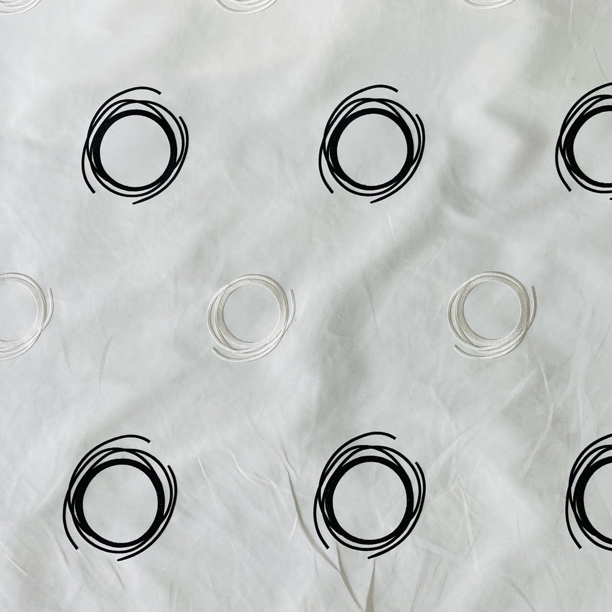Embroidery Circles Silk Taffeta Fabric, Cream - Bull Ring Fabrics
