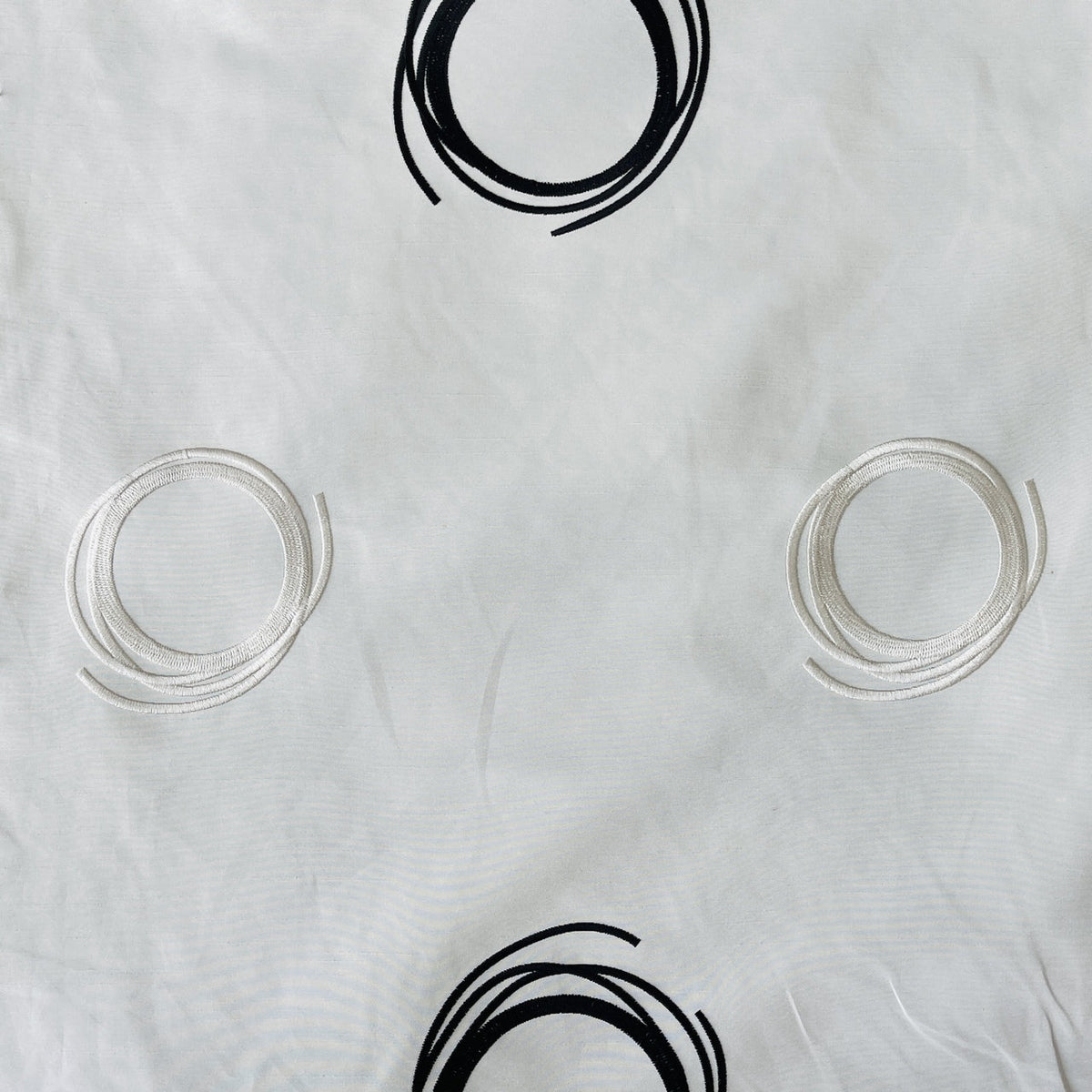 Embroidery Circles Silk Taffeta Fabric, Cream - Bull Ring Fabrics