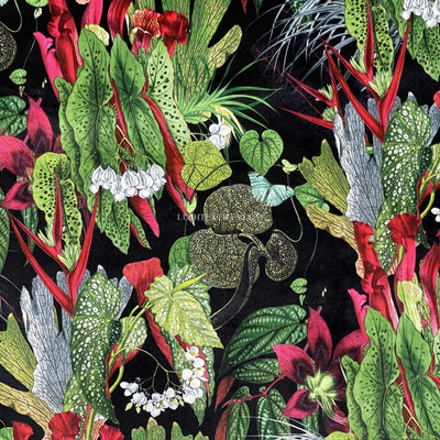 Exotic Digital Print Plush Velvet Curtain Fabric, Black - Bull Ring Fabrics