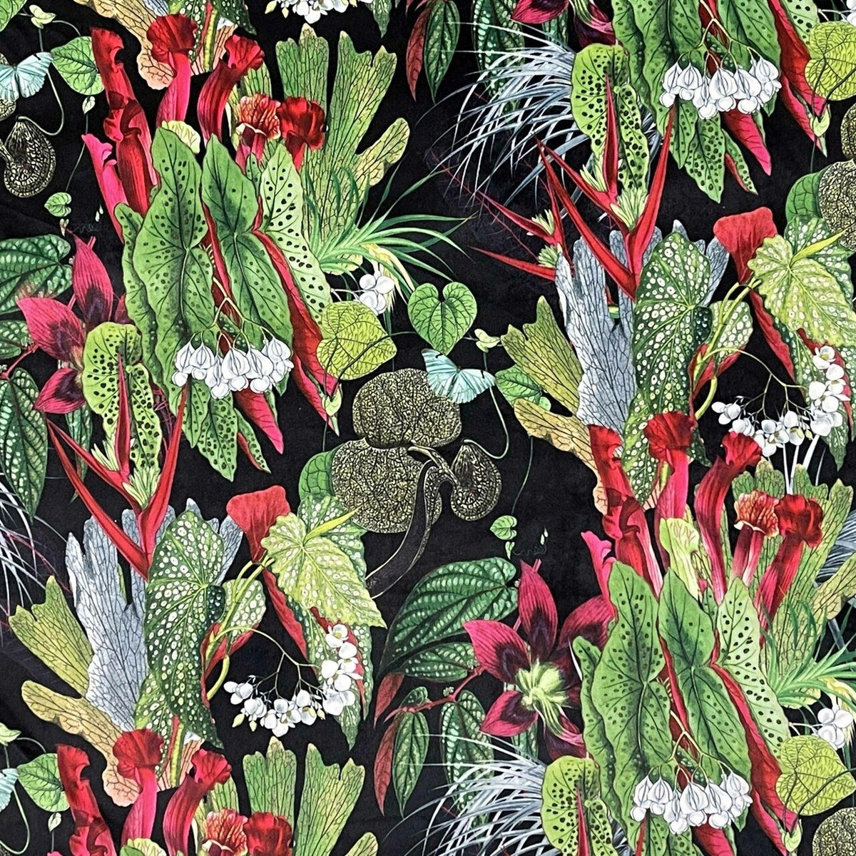 Exotic Digital Print Plush Velvet Curtain Fabric, Black - Bull Ring Fabrics