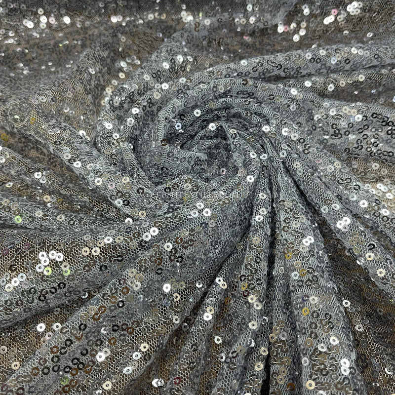 Bling Sequins Tulle Net Fabric, Grey