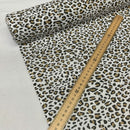 Brown Leopard Spots Animal Print Polycotton Fabric, White