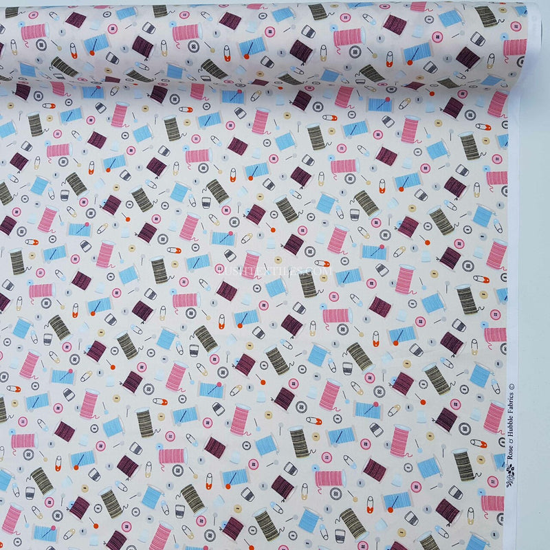 Cotton Reels Rose & Hubble Poplin Fabric, Cream