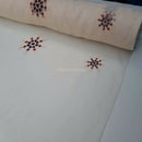 Cream Starbuzz Embroidery Floral Voile Fabric Net Curtain 150cm