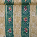 'CADEAU' Damask Vintage Blossom Floral Print Cotton Fabric, Vert/Or