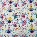 Fairy Princess Print Polycotton Fabric, White - Bull Ring Fabrics