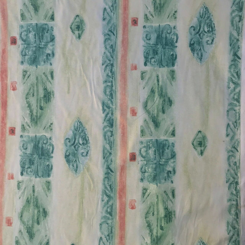 Abstract Aztec Printed Vintage Cotton Fabric 140cm, Cream/Green