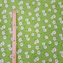 Tissu polycoton marguerites et pois, vert