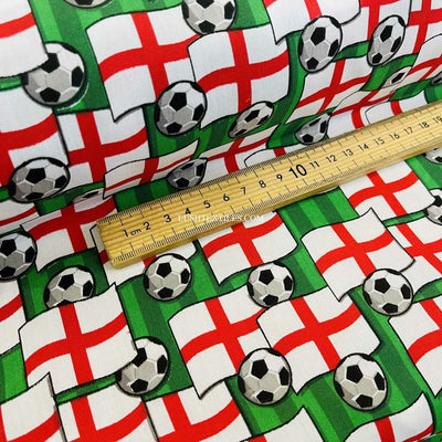 FIFA World Cup Polycotton Fabric England Flags Football Bunting Craft 45" - Bull Ring Fabrics
