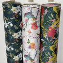 Floral Bird Print Satin Brocade Furnishing Fabric, Bottle - Bull Ring Fabrics