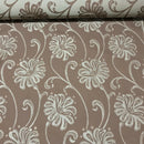 Floral Flowers Curtain Brocade Fabric 140cm, Brown - Bull Ring Fabrics