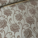Floral Flowers Curtain Brocade Fabric 140cm, Brown - Bull Ring Fabrics