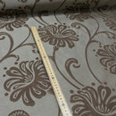 Floral Flowers Curtain Brocade Fabric 140cm, Brown - Bull Ring Fabrics