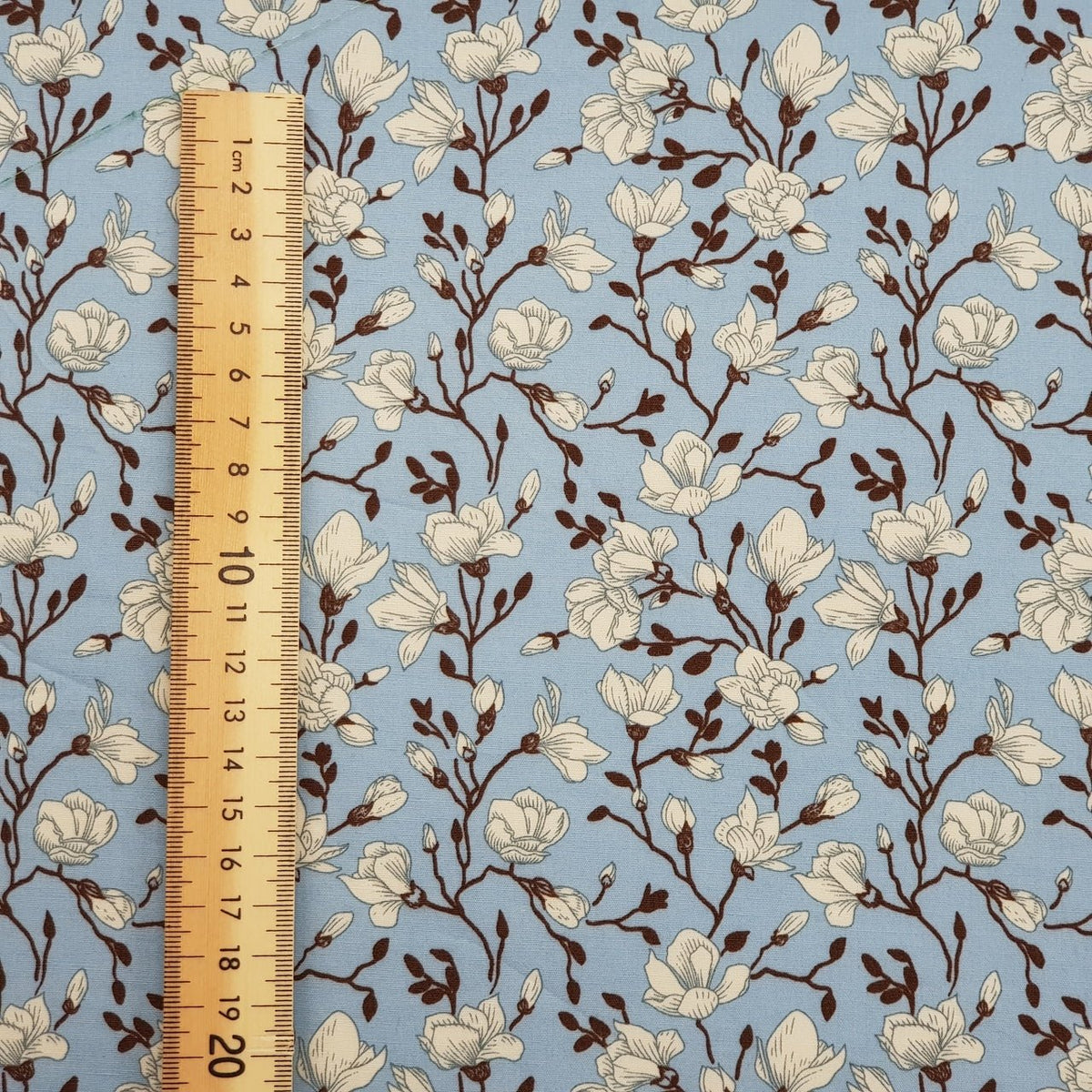 Flowers On Twigs Rose & Hubble Cotton Poplin Fabric - Bull Ring Fabrics