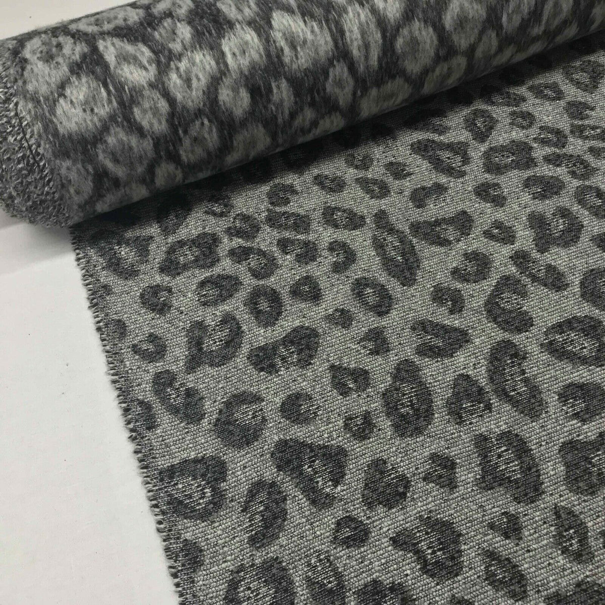 Furry Wool Blend Warm Fabrics Animal Melton Fabric Sew Coat Jacket LEOPARD SPOTS - Bull Ring Fabrics