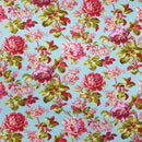 Garden Floral Flowers Rose & Hubble Cotton Poplin Fabric - Bull Ring Fabrics