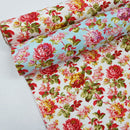 Garden Floral Flowers Rose & Hubble Cotton Poplin Fabric - Bull Ring Fabrics