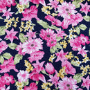 Garden Flowers Rose & Hubble Cotton Poplin Fabric - Bull Ring Fabrics