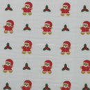 Gingerbread Men Hollies Xmas Polycotton Fabric 45", White - Bull Ring Fabrics