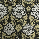 GlobalTex ORLY Beige & White Damask On Black Cotton Fabric Curtain Upholstery - Bull Ring Fabrics