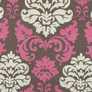 GlobalTex ORLY Dusky Pink & Beige Damask Brown Cotton Fabric Curtain Upholstery - Bull Ring Fabrics