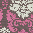 GlobalTex ORLY Dusky Pink & Beige Damask Brown Cotton Fabric Curtain Upholstery - Bull Ring Fabrics