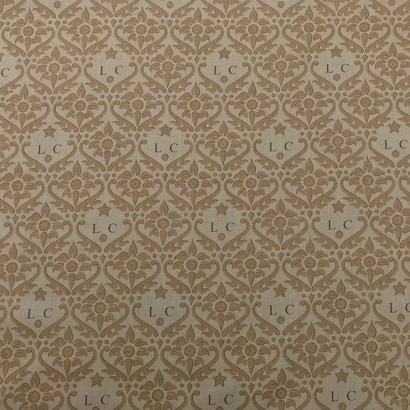 Gold Cotton Print L.Carter LC Damask Warner Fabrics - Bull Ring Fabrics