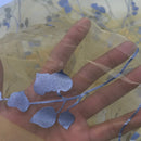 Grey Eucalyptus Leaves Organza Fabric Floral Vine Print Dress Craft, Yellow - Bull Ring Fabrics