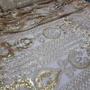 Heavy Sequinned Stretch Lace Power Mesh Net Bridal Dress Fabric - Bull Ring Fabrics