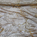 Heavy Sequinned Stretch Lace Power Mesh Net Bridal Dress Fabric - Bull Ring Fabrics